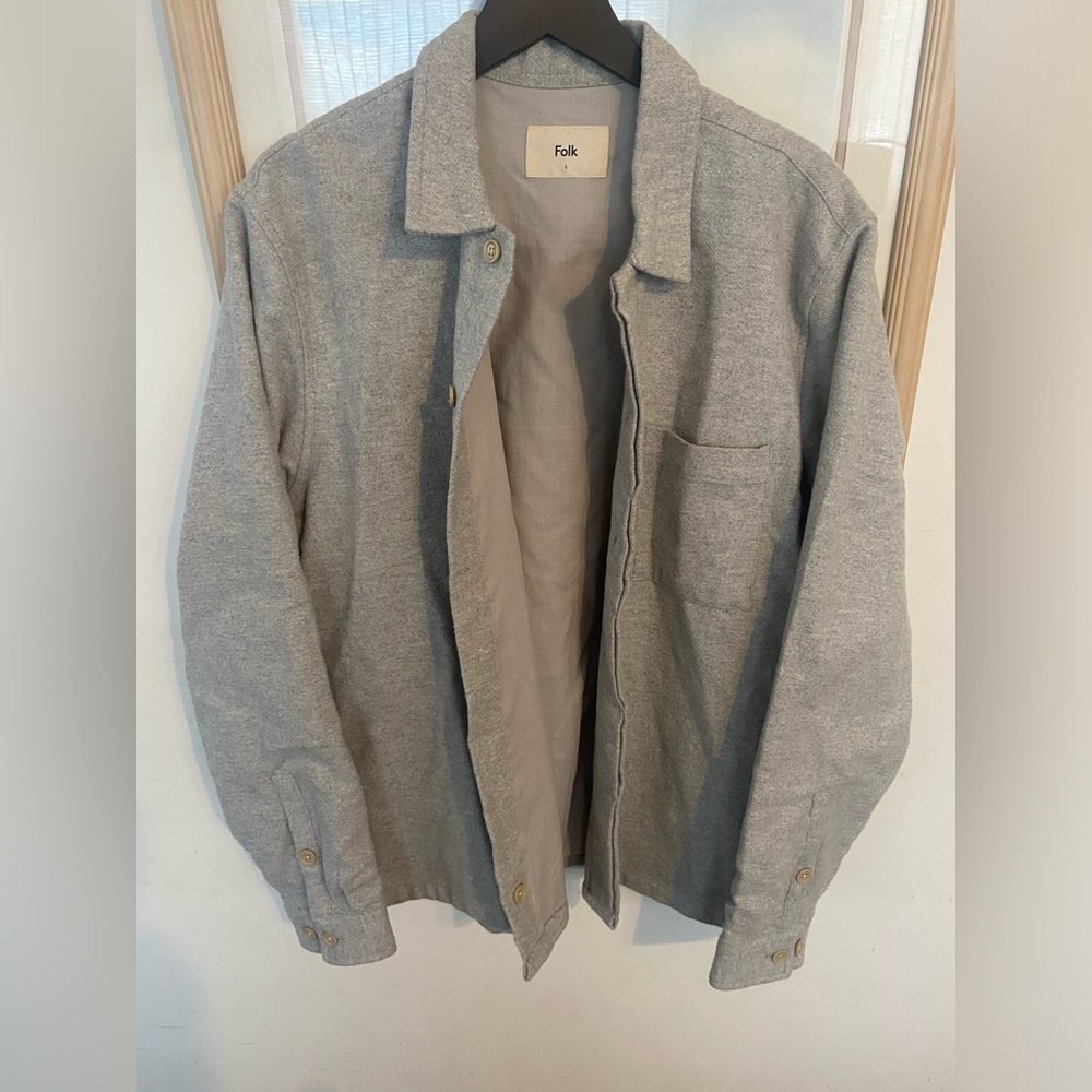 Folk Grey Cotton Shirt Jacket